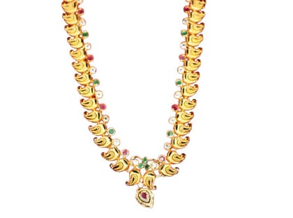 1 Gram Gold Necklace with Gemstones: Elegant & Timeless Design 1 Gram Gold Necklace with Gemstones: Elegant & Timeless Design