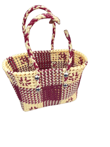 Brown and Cream Colour Handwoven Plastic Wire Bag