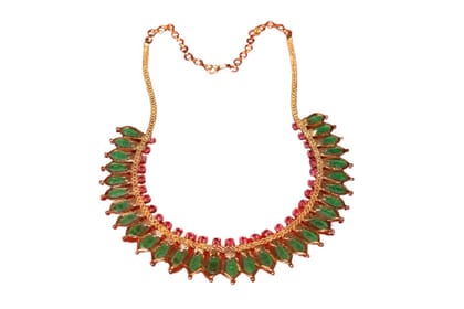 1 Gram Emerald and Ruby Necklace in Gold Tone 1 Gram Emerald and Ruby Necklace in Gold Tone