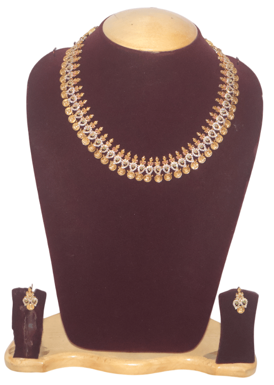 Elegant Gold-Plated Necklace Set with Matching Earrings