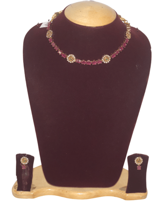 Ruby Necklace Set with Floral Accents Ruby Necklace Set with Floral Accents