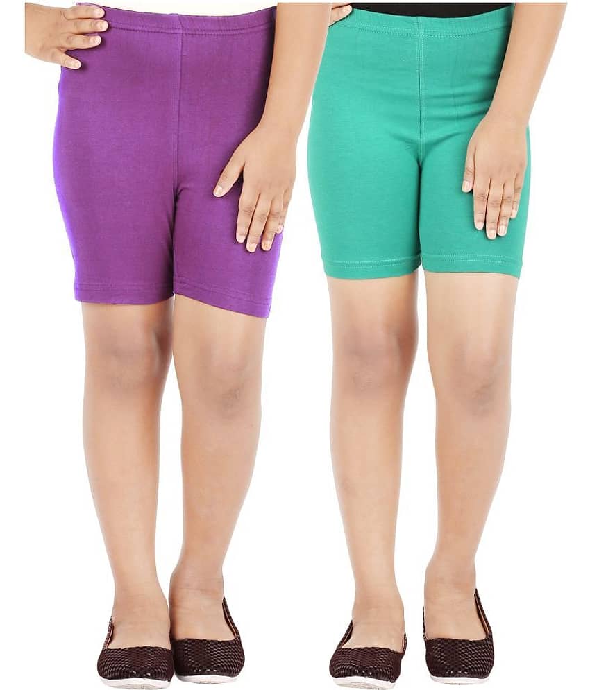 LULA Pack of 2 Girls Cotton Blend Cycling Shorts ( Multicolor )