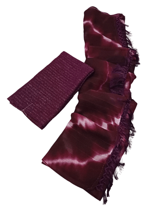 Maroon Cotton Saree with Unstitched Blouse Piece