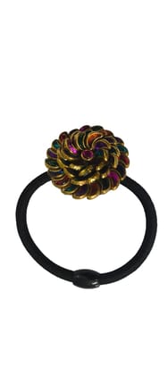 Flower Embellished Hair Tie - Colorful Jewel Hair Accessory Flower Embellished Hair Tie - Colorful Jewel Hair Accessory