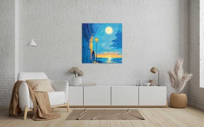 MOONLIT PROMENADE WALLART 24in X 24in WITH BLACK FRAME MOONLIT PROMENADE WALLART 24in X 24in WITH BLACK FRAME
