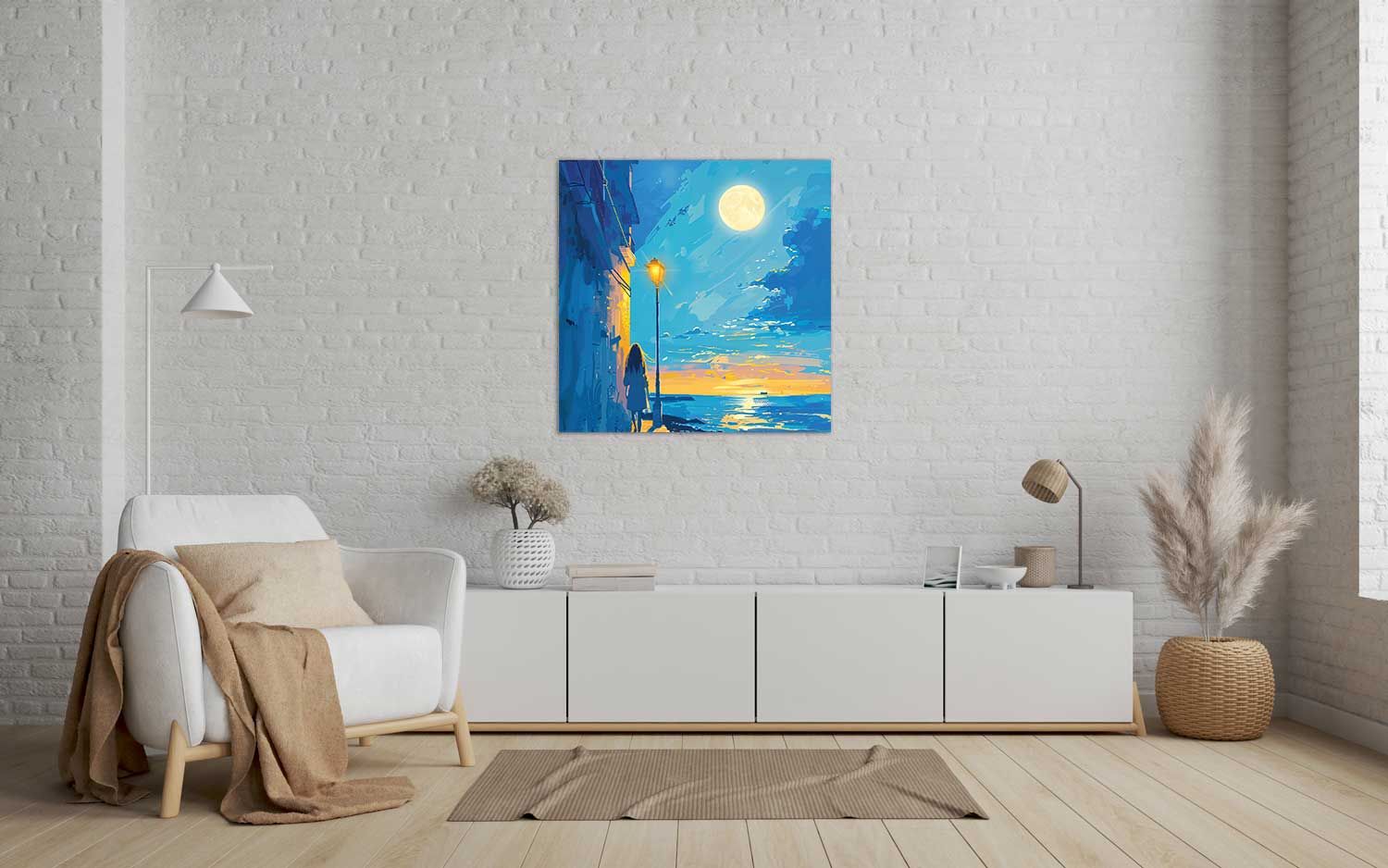 MOONLIT PROMENADE WALLART 24in X 24in WITH BLACK FRAME