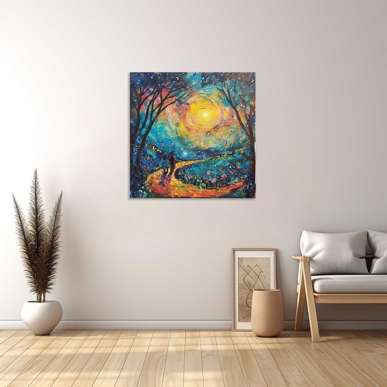 STARLIT JOURNEY PAINTING  24in X 24in WITH BLACK FRAME