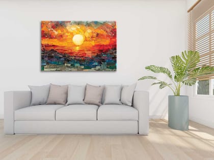 SUNSET MOSAIC WALLART 24in X 16in WITH BLACK FRAME
