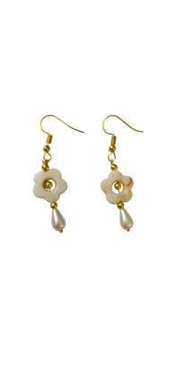 Floral Drop Earrings with Pearl Accents