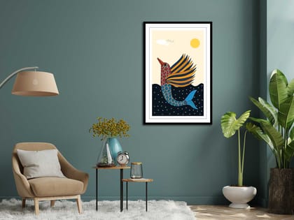 COLOURFUL MERMAID WALLART 16in X 24in WITH BLACK FRAME COLOURFUL MERMAID WALLART 16in X 24in WITH BLACK FRAME