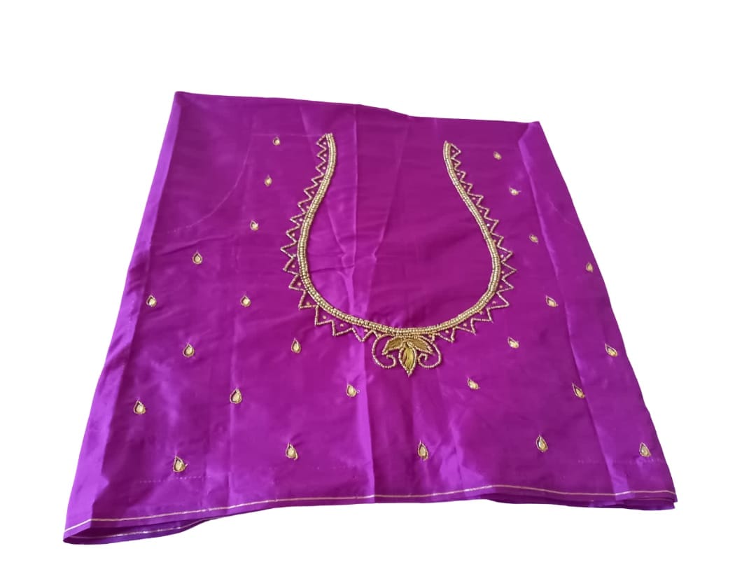 Purple Silk Hand Embroidered Blouse