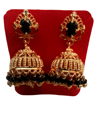 Traditional Temple Jewellery 18k One Gram Gold Ethnic Brass Stylish South Indian Screw Back Studs Round Ruby Jhumkas Set Jhumka Earrings For Women