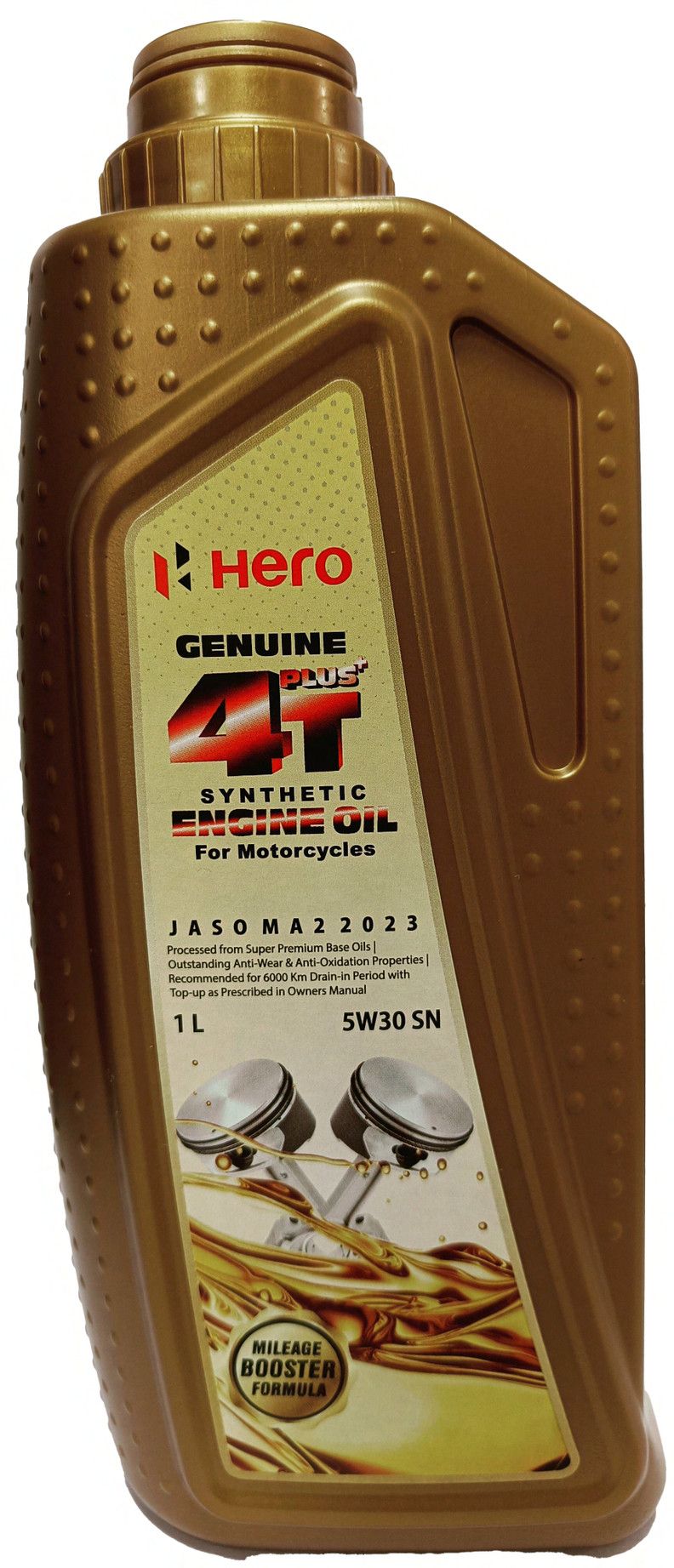 Hero Genuine 4T Plus 5W-30 Synthetic Engine Oil for bikes | API SN and JASO MA2 Certified | Advanced fuel saving technology| Specially formulated for Hero motorcycles ( 1000 ml ) - SPDMCYL14SS