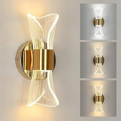 Wall Light LED Indoor Modern, 10 W Golden Wall Lamp Dimmable with 3 Light Colours, Creative Acrylic Wall Light forLiving Room Room Bathroom Staircase Wall Light LED Indoor Modern, 10 W Golden Wall Lamp Dimmable with 3 Light Colours, Creative Acrylic Wall Light forLiving Room Room Bathroom Staircase