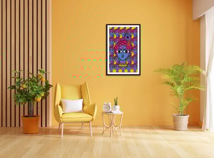DIVINE MELODY OF KRISHNA WALLART 16in X 24in WITH BLACK FRAME