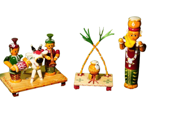 Handcrafted Wooden Indian Festival Toys Set & pongal theme