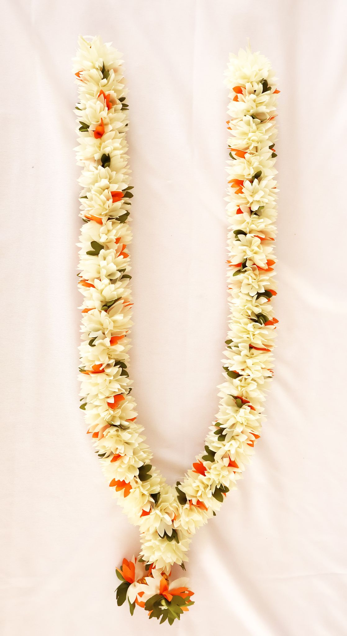 Elegant White & Orange Floral Garland for Celebrations