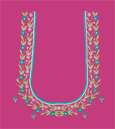 Floral Embroidered Neckline Design for Blouse & Kurtis