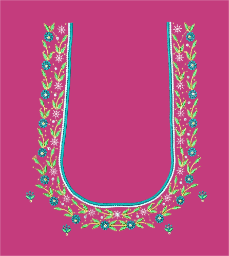 Floral Embroidered Neckline Design for Blouse & Kurtis