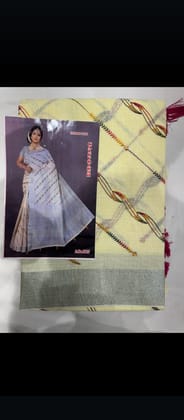 Elegant Cream Saree with Silver Border & Embroidery Elegant Cream Saree with Silver Border & Embroidery
