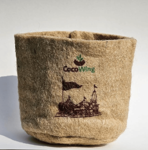 Ayodhya Ram Mandir Print CocoWing's Jute Grow Bag- 6x6 inches, Replace Plastic Pots