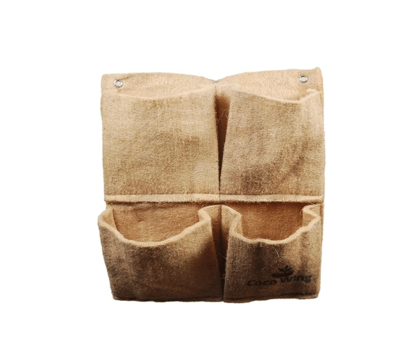 CocoWing Jute Grow Bags for Eco-Friendly Gardens, Easy Grow Bags for All Plants Absorbs Water,air Breath for Roots,4 Pockets Wall Hanging Jute Grow Bag
