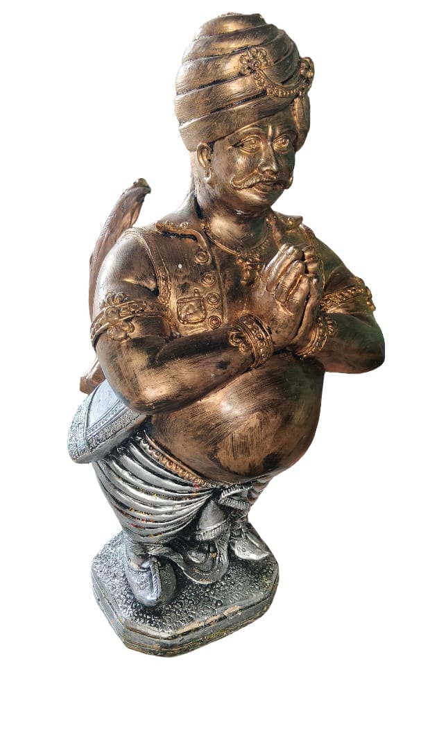 Indian King Statue - Bronze & Silver Finish, Exquisite Craftsmanship