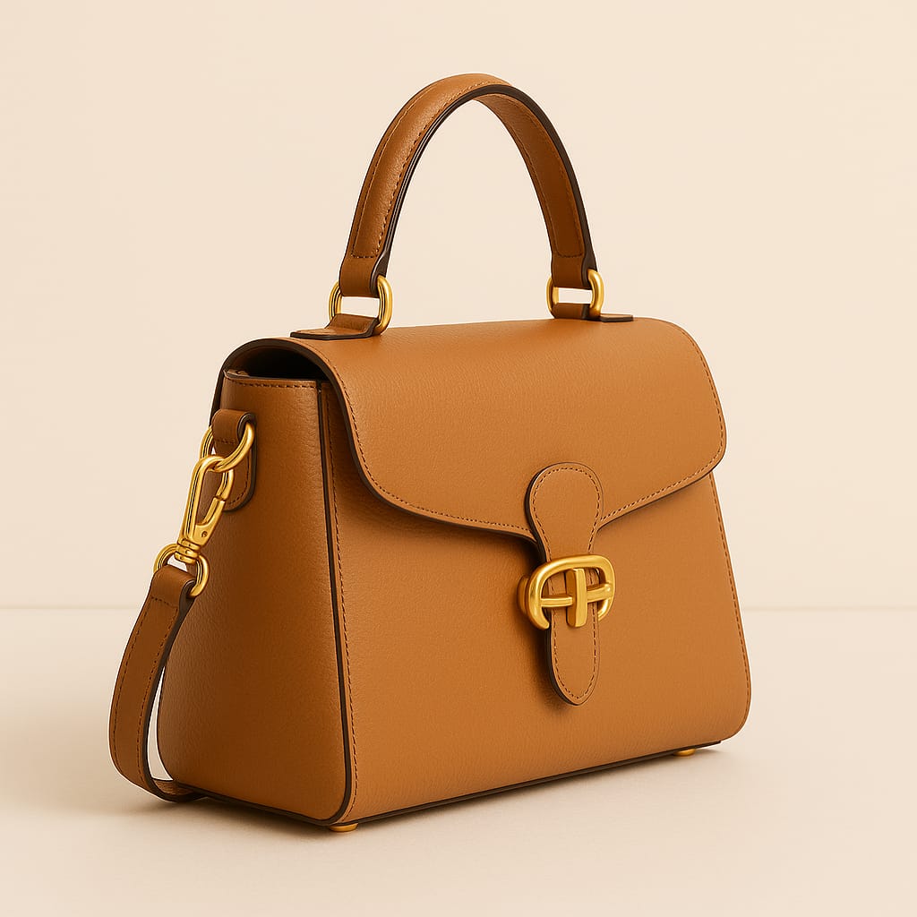 Classic Tan Leather Structured Handbag
