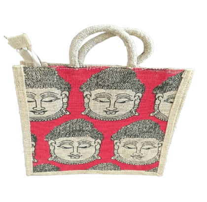 Eco-Friendly Jute Shopping Bag with Unique Face Print