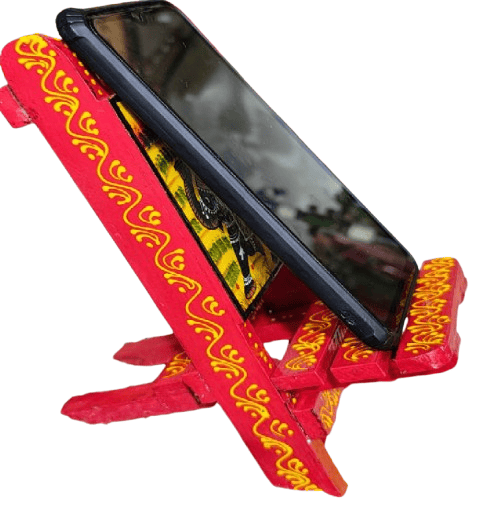 Handcrafted Wooden Phone Stand - Vibrant Colors & Indian Design