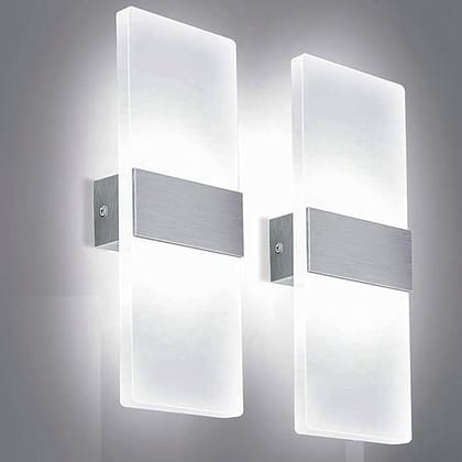 (Pack of 2 15 Watts Rectangular Acrylic LED Wall Lamp- White