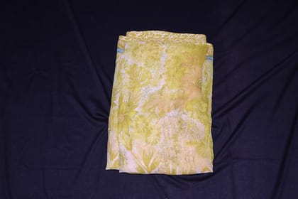 Yellow Floral Print Fabric - Elegant & Versatile Textile