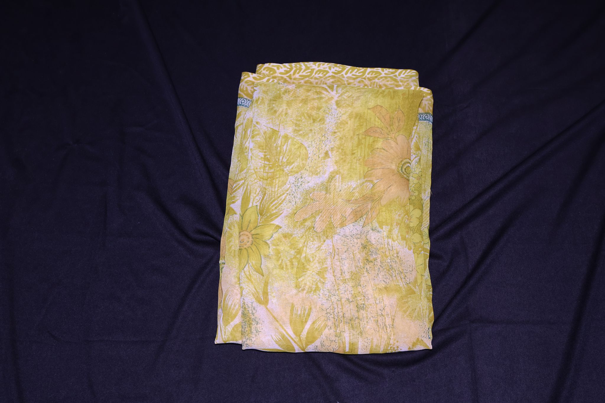 Yellow Floral Print Fabric - Elegant & Versatile Textile