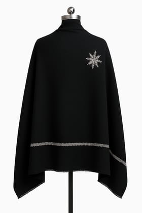 Black Snowflake Shawl - Elegant Winter Wrap Black Snowflake Shawl - Elegant Winter Wrap