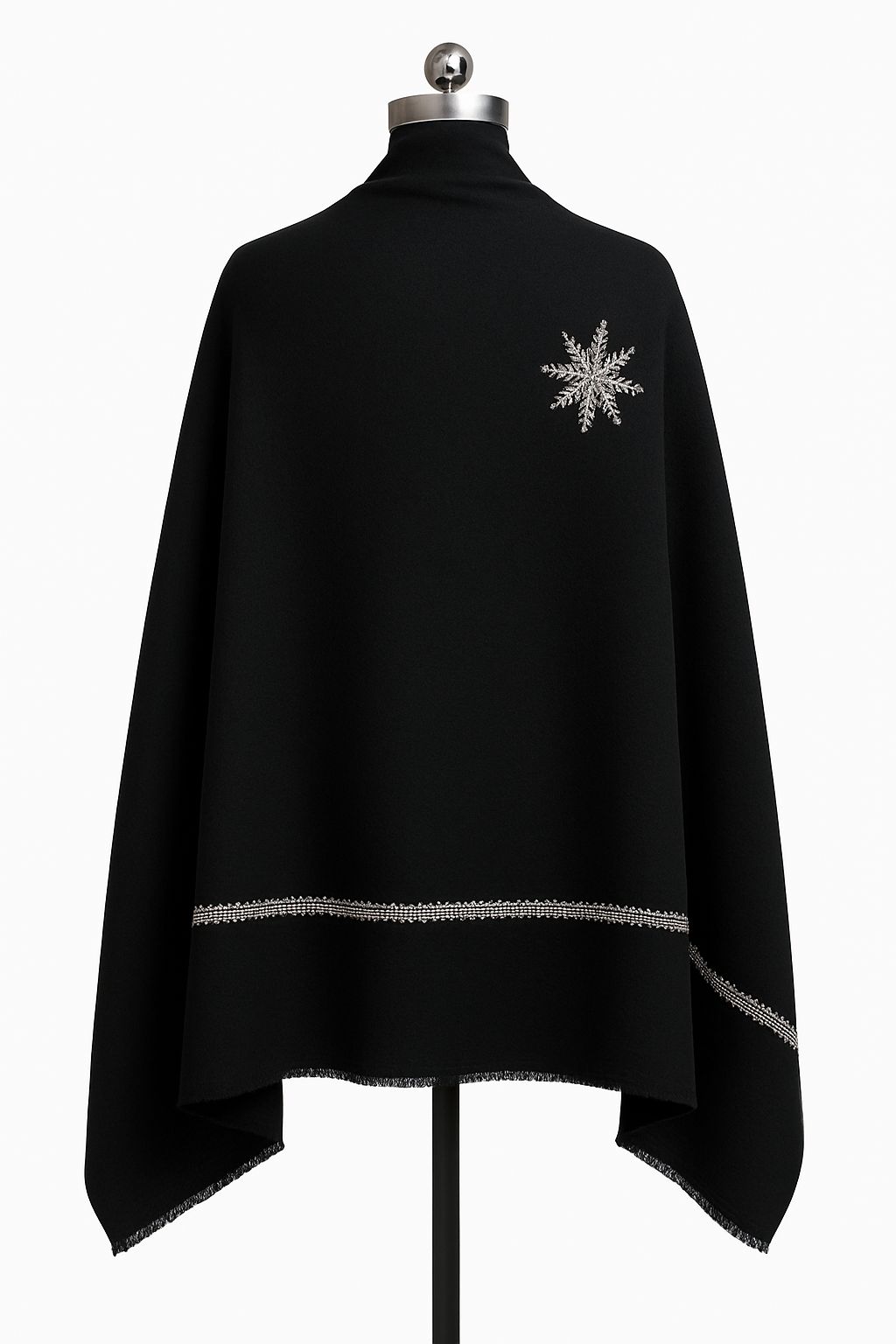 Black Snowflake Shawl - Elegant Winter Wrap