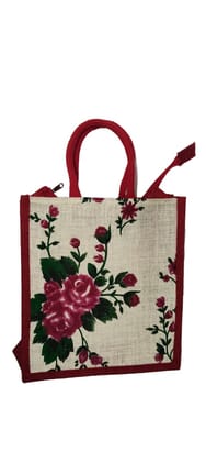Floral Jute Tote Bag - Eco-Friendly Shopping Bag Floral Jute Tote Bag - Eco-Friendly Shopping Bag