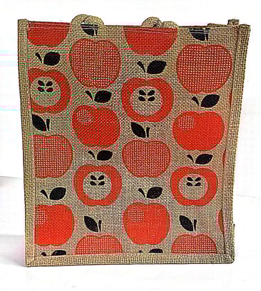 Apple Print Jute Tote Bag - Eco-Friendly & Stylish