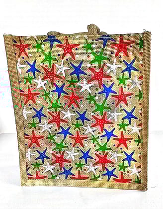 Floral Jute Tote Bag - Eco-Friendly Shopping Bag