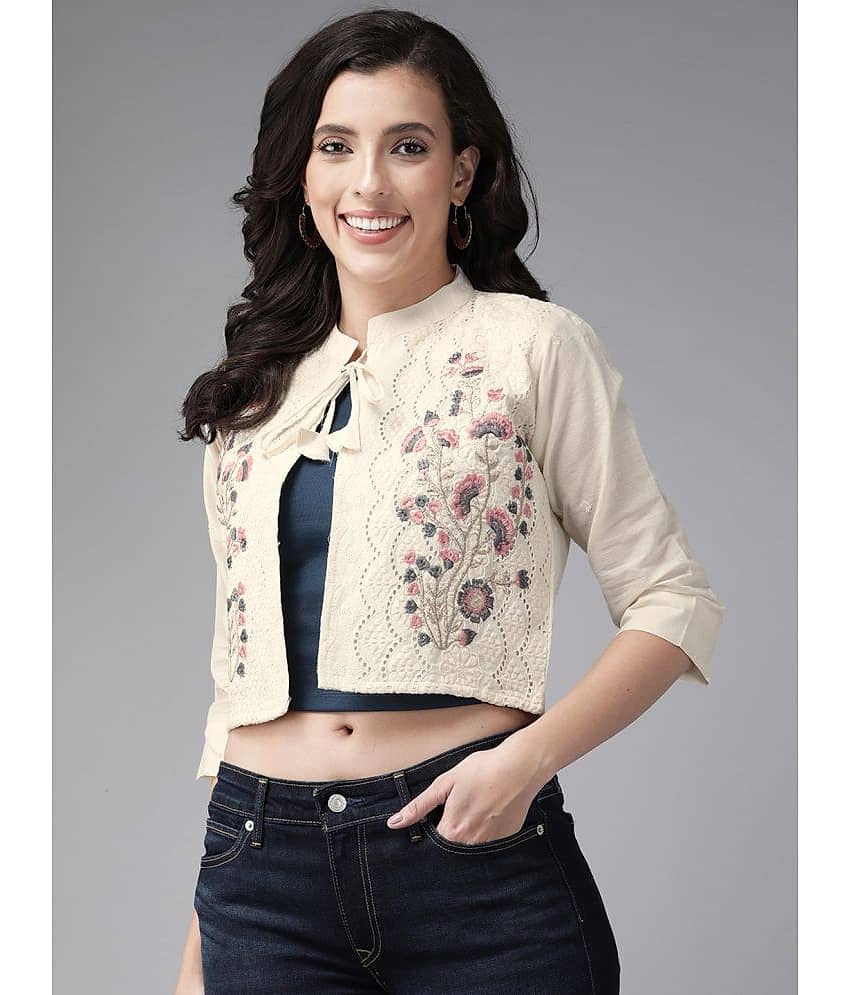 Aarika - Cotton Off White Ethnic Jacket