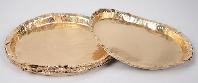 Elegant Gold Oval Paper Plates - Premium Disposable Serving