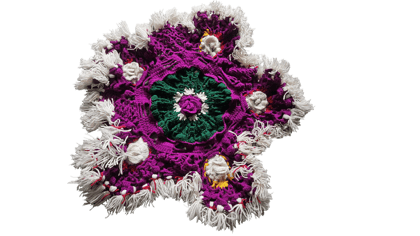 Handmade Crochet Doily - Purple & Green Floral Design Star Shaped Handmade Crochet Doily - Purple & Green Floral Design Star Shaped