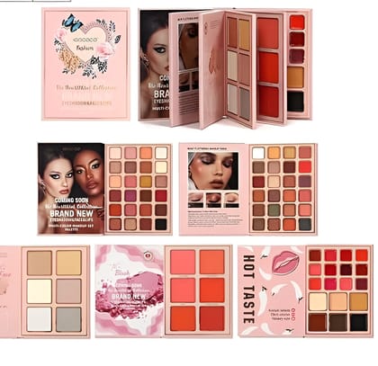5 in1 Book-Style Foldable Makeup Palette Set | Portable & Long-Lasting | Contour Blusher Highlight Eyeshadow, Professional 48 Shades, Suitable for Multiple Skin Tones & Makeup Looks, Gift Idea All In One Makeup Book
