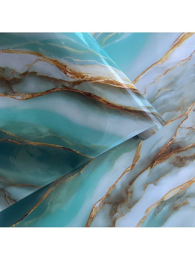 UHSNAJ Self-Adhesive Green Gold Marble Wallpaper | Oil Proof Waterproof - Wall Stickers for Room - Removable Sticker Wallpaper
