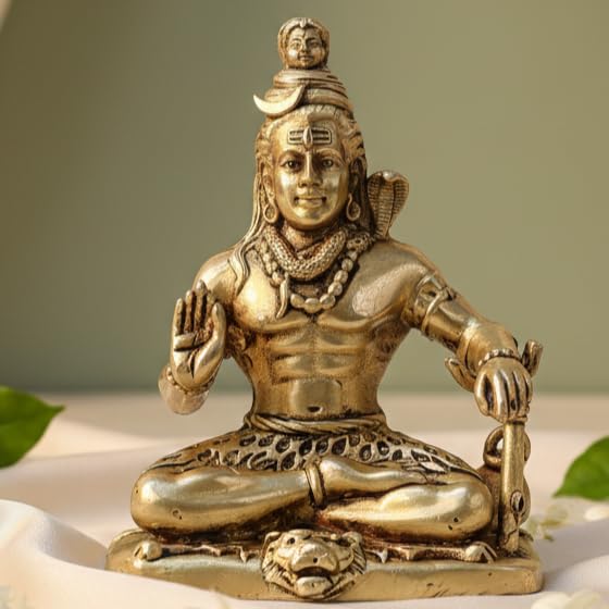 Sukh Sehaj Lord Shiva Murti | Brass Murti | Handcrafted, Antique Finish, 3.0 Inch, for Home Temple, Decor, Pooja Ritual and Gifting