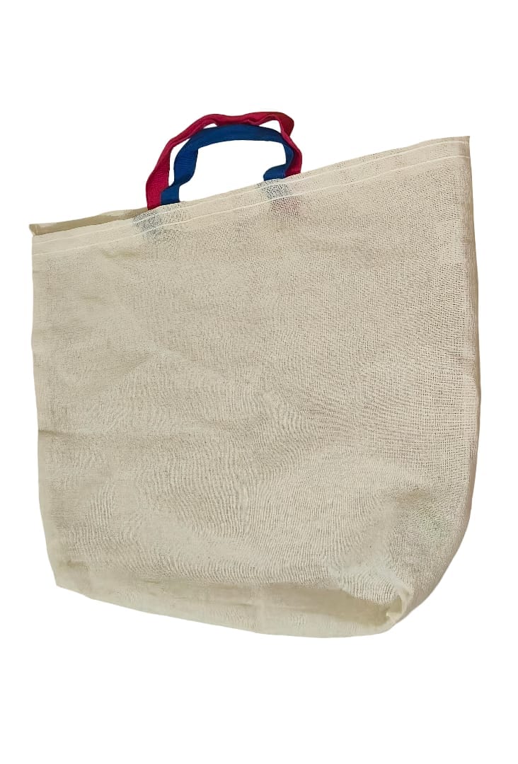 Reusable Canvas Tote Bag with Colorful Handles