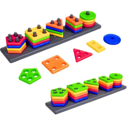 Geometric Shape Sorter Stacker Toy – Educational Building Puzzle Blocks for Kids Age 3+ Geometric Shape Sorter Stacker Toy – Educational Building Puzzle Blocks for Kids Age 3+