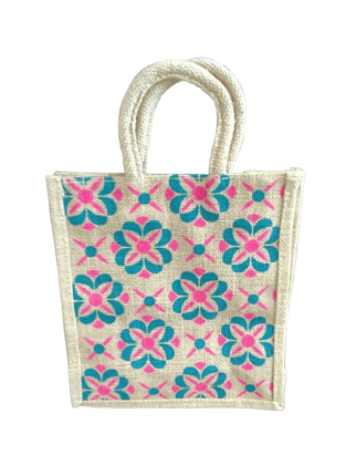 Floral Jute Shopping Bag - Eco-Friendly & Stylish