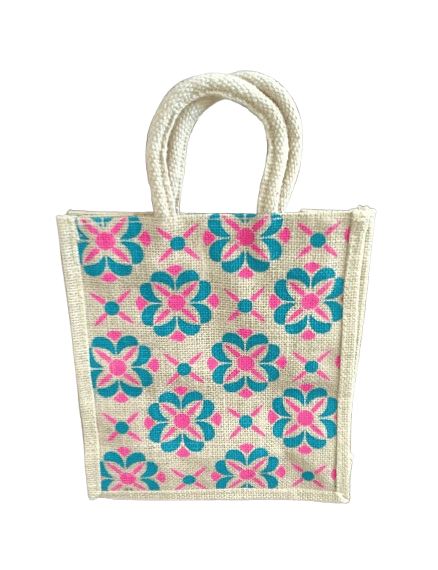 Floral Jute Shopping Bag - Eco-Friendly & Stylish