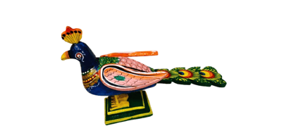 Handcrafted Wooden Peacock Figurine - Indian Art Decor