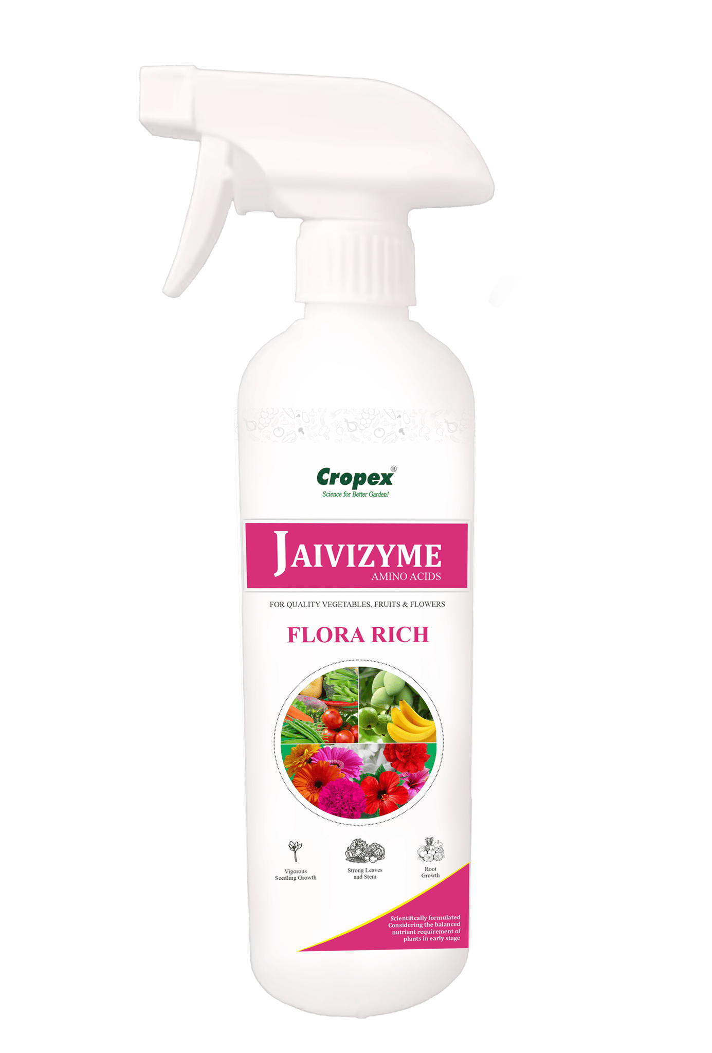 Cropex Jaivizyme – Flora Rich | Plant Growth Booster with 20% Protein Hydrolysates | Amino Acid-Based Biostimulant for Indoor & Outdoor Plants | Improves Chlorophyll, Yield & Root Growth | 500 ml